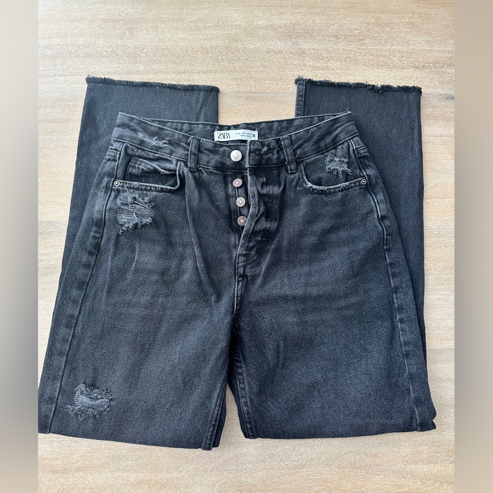 Zara Charcoal Button-Fly Jeans